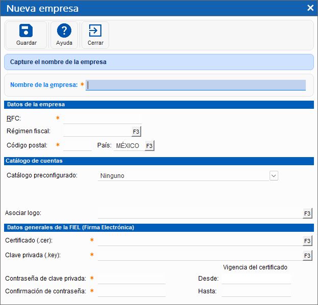 Nueva empresa - FreePAQ Contabilidad